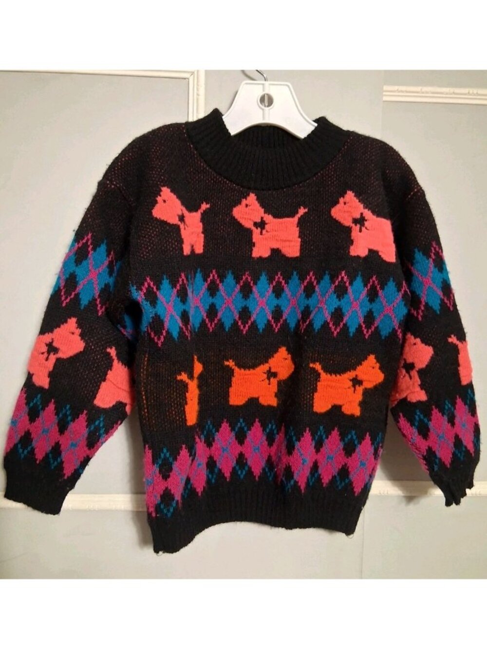 VTG Miniwaves Kids Scotty Dog Sweater USA Size Small 6/7